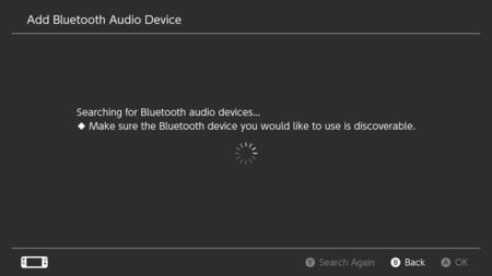 2. Nintendo Switch zoeken naar een Bluetooth-audioapparaat