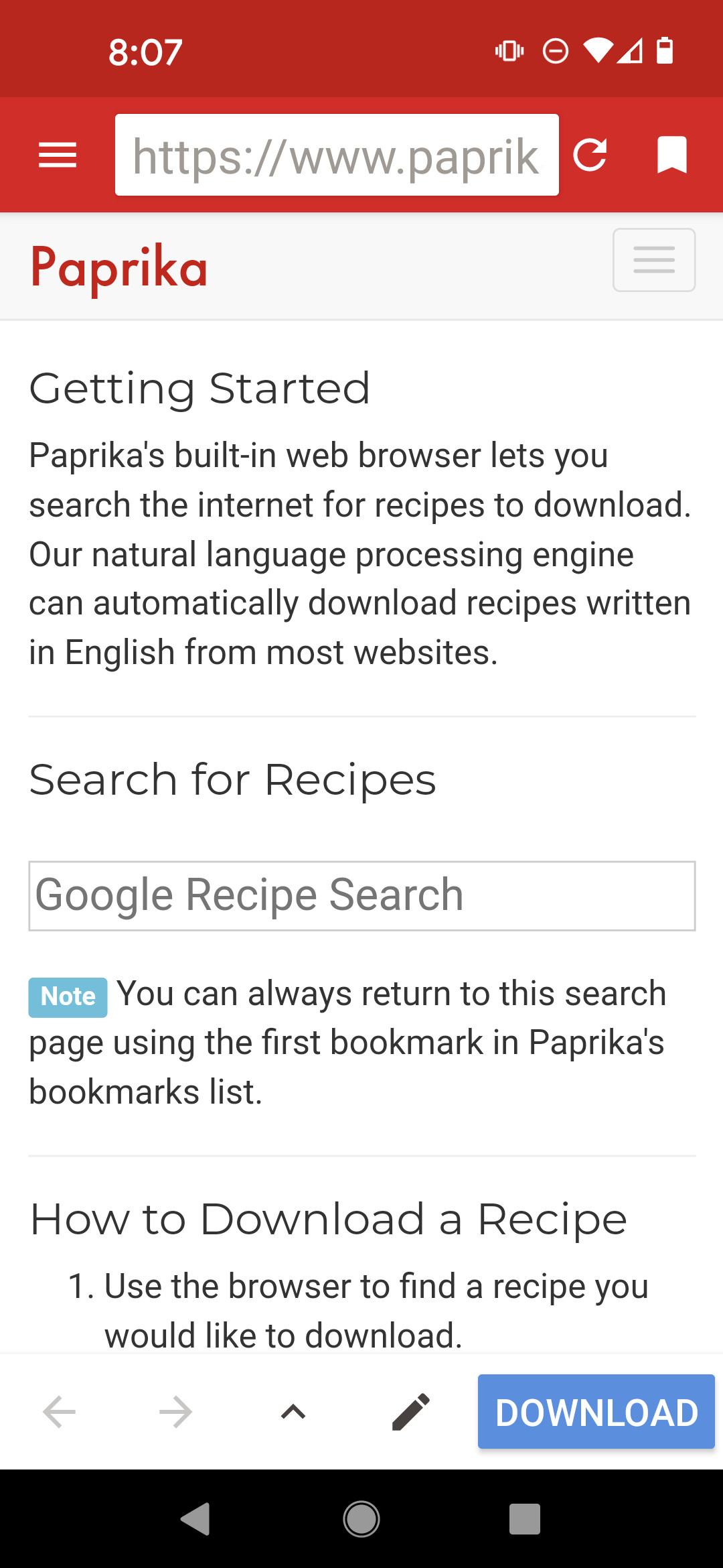 Paprika recept manager app