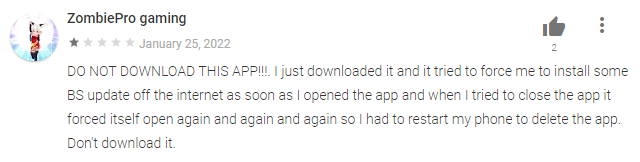 Een recensie van 2FA Authenticator van een Google Play-gebruiker.